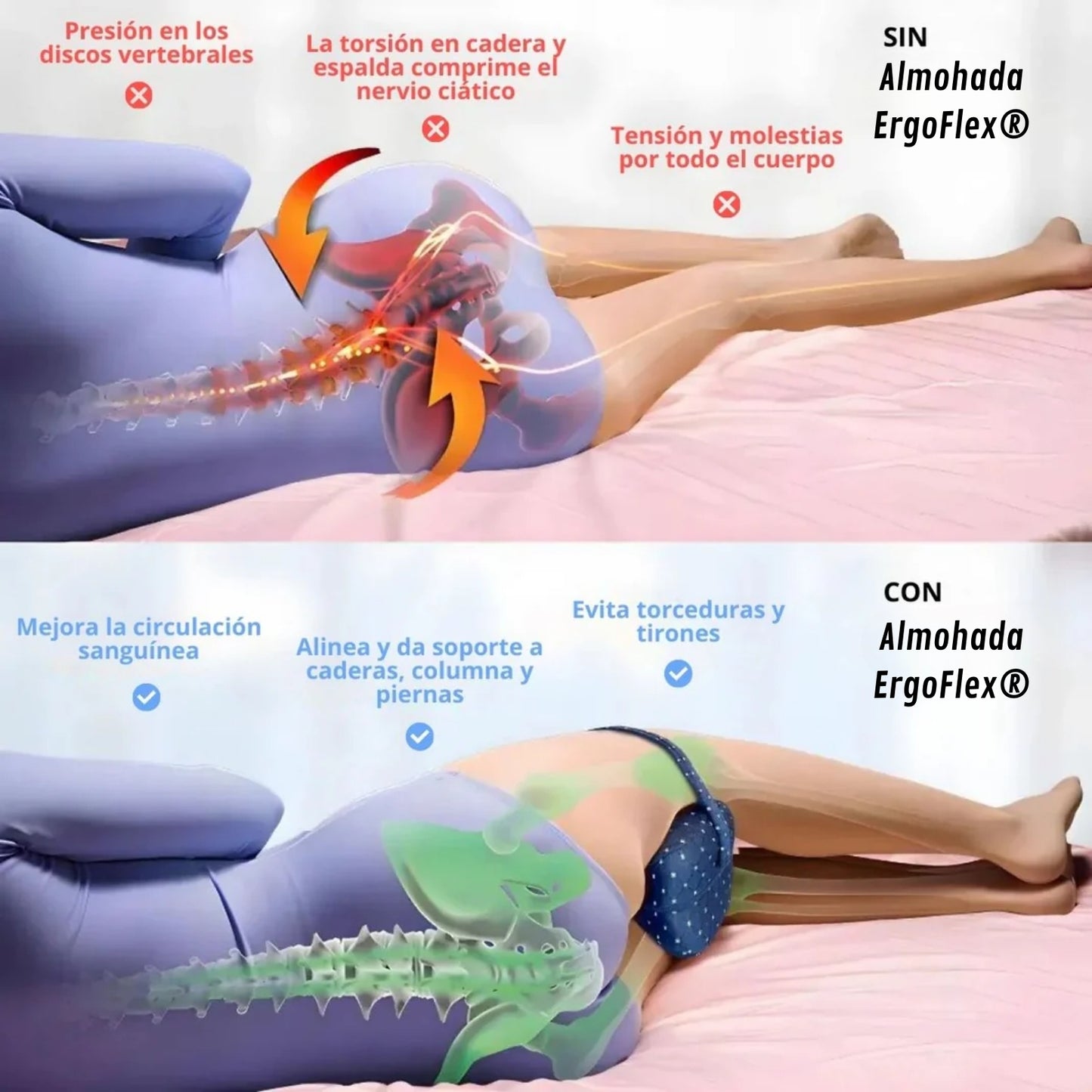 Almohada Ortopédica ErgoFlex® (Para Un Mejor Sueño Y Soporte)