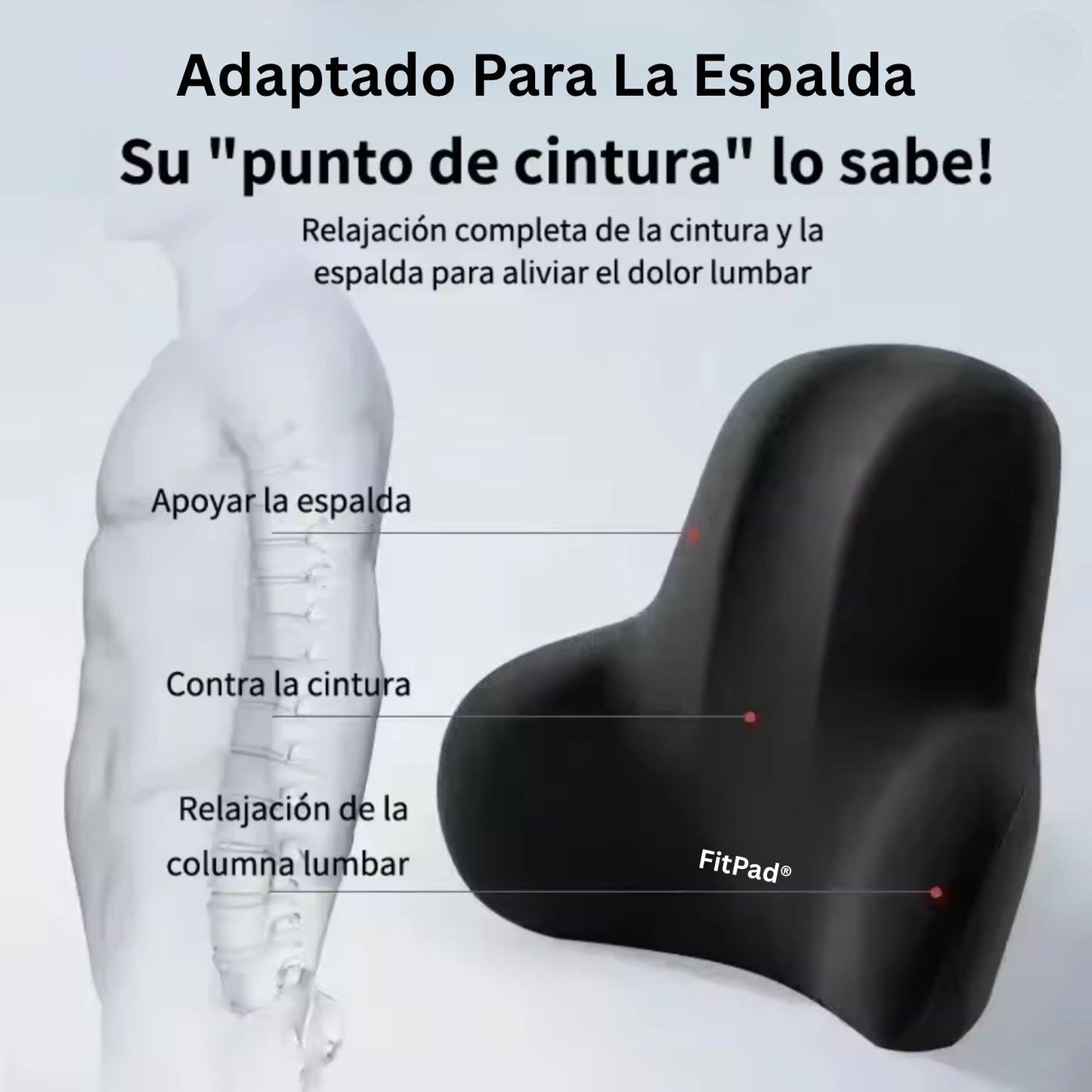 Almohadilla Lumbar FitPad® (Soporte Para Sillas, Asientos y Muebles)