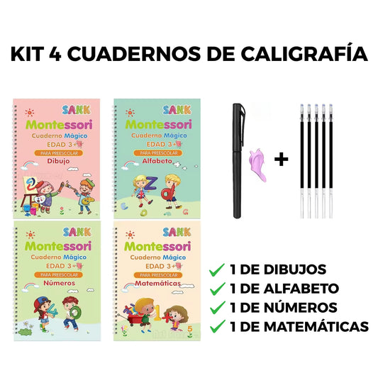 Kit 4 Cuadernos De Caligrafía Reutilizables + Regalos